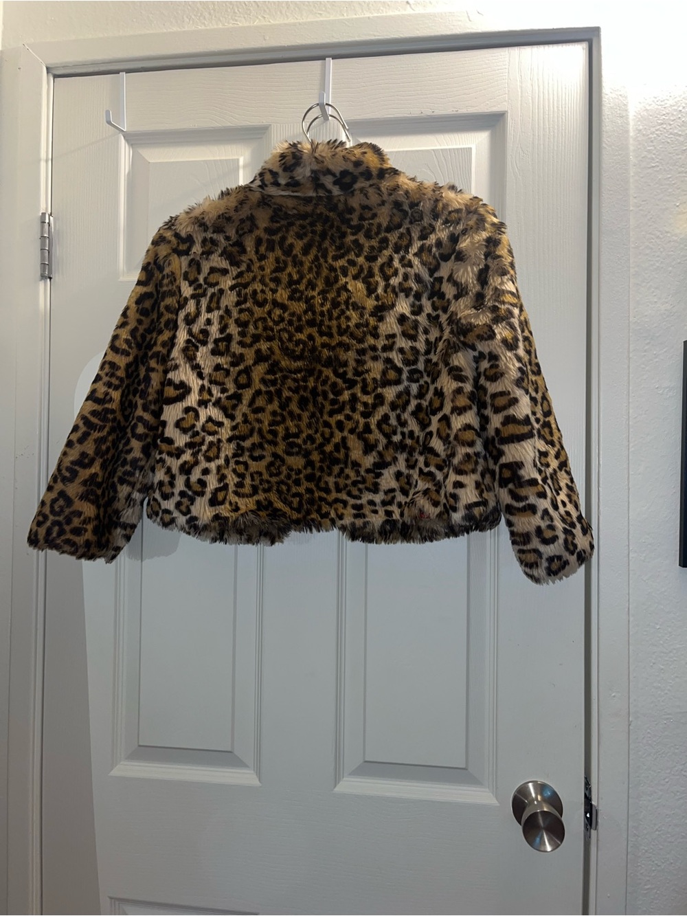 Princess by Vera Wang Leopard Print Faux Fur Coat with Red Lining - Picture 5 of 5